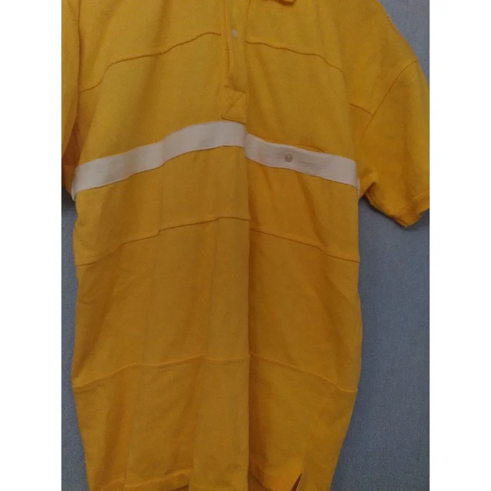 Henry Grethel Polo Shirt Short Sleeve‎ Striped Casual Top Yellow Size L